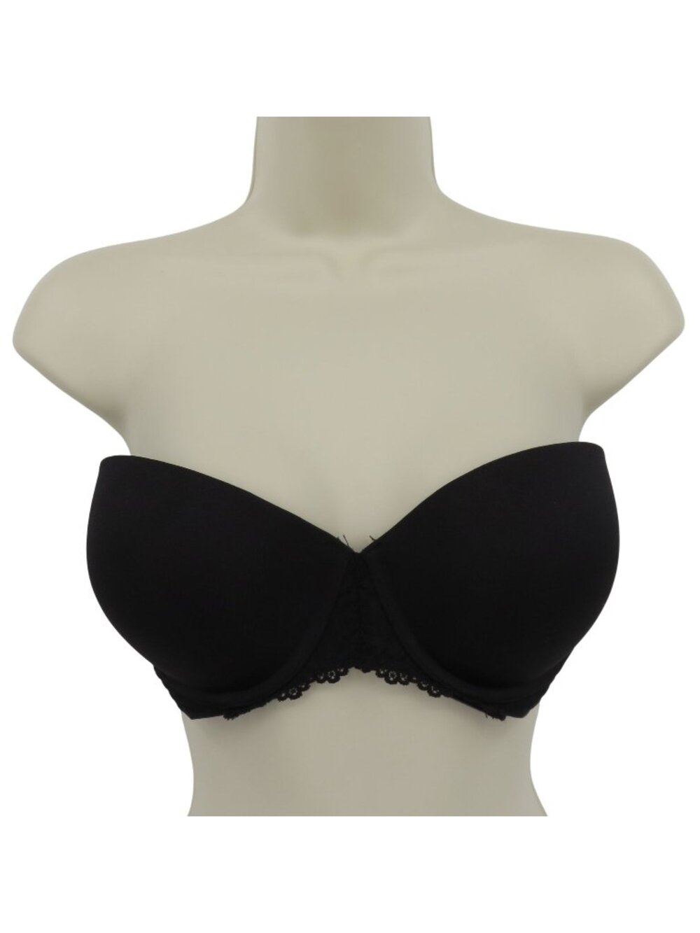 Maidenform 36C Style 1102 Black Strapless Push Up Bra Underwire Padded Lace